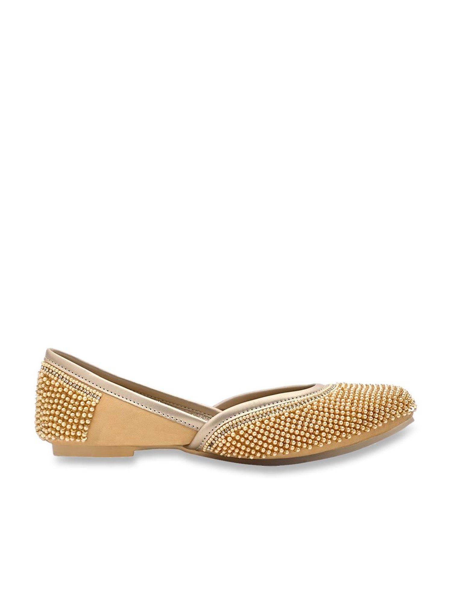 Jove Women's Gold Ethnic Juttis