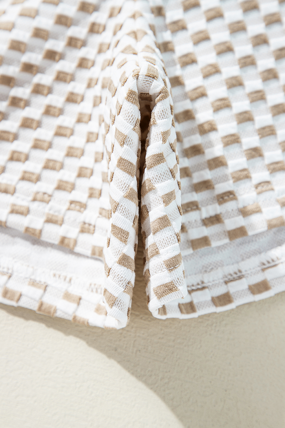 Skobeloff Textured Ruffle Split Top and Drawstring Shorts Set