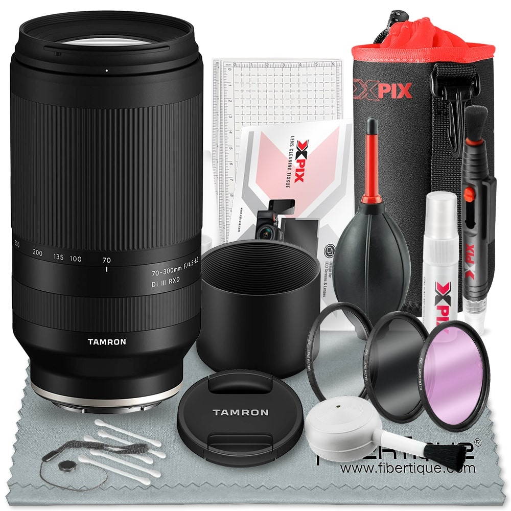 Tamron 70-300mm F/4.5-6.3 Di III RXD (Model A047) for Full-Frame & APS-C Sony Mirrorless Cameras Telephoto Zoom Lens w/ Basic Bundle w/ Filters, Pouch, Cleaning Kit for Photographers Beginner & Pro