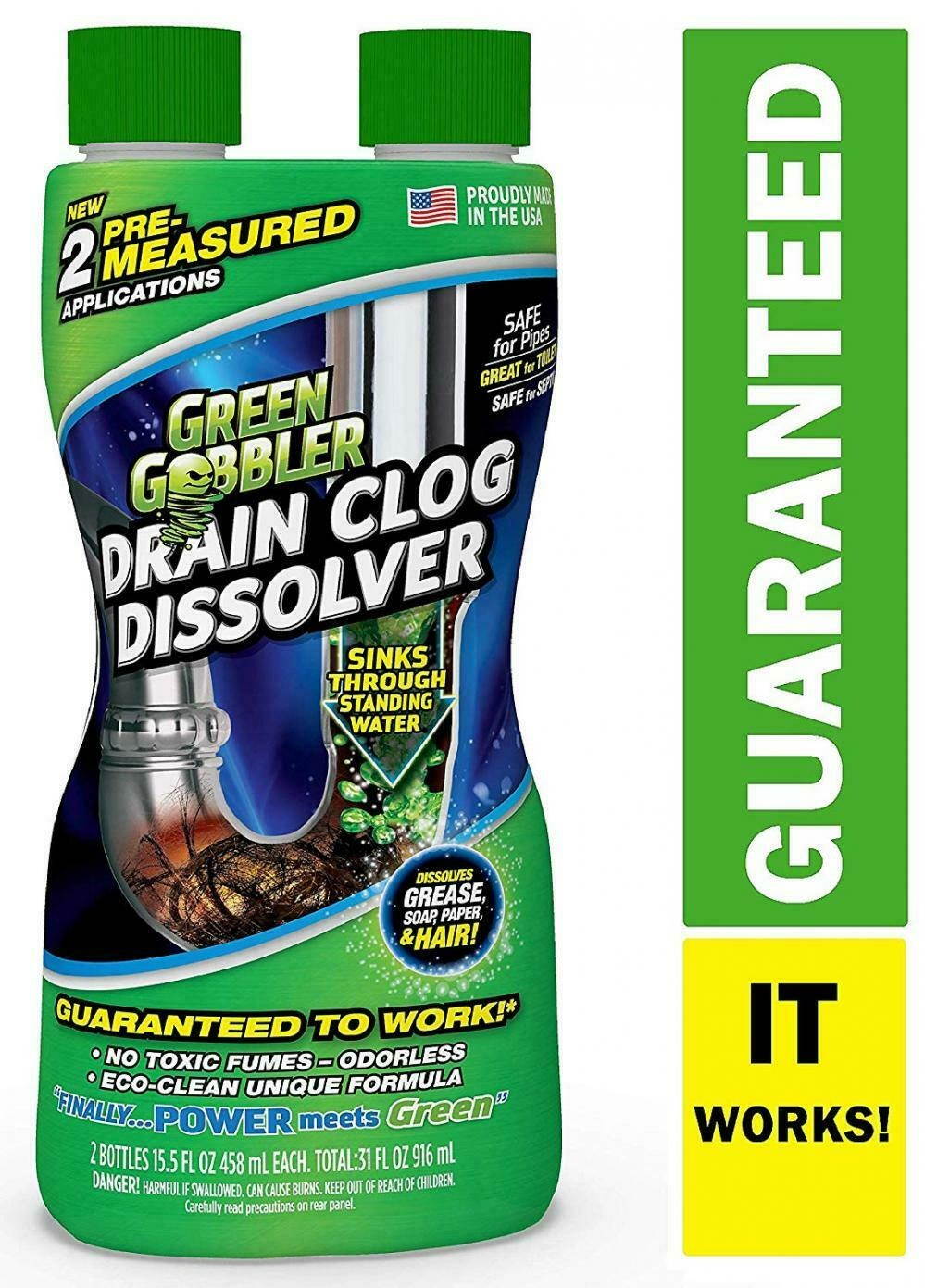 Green Gobbler GGDIS2CH32 DISSOLVE Liquid Hair & Grease Clog Remover / Drain...