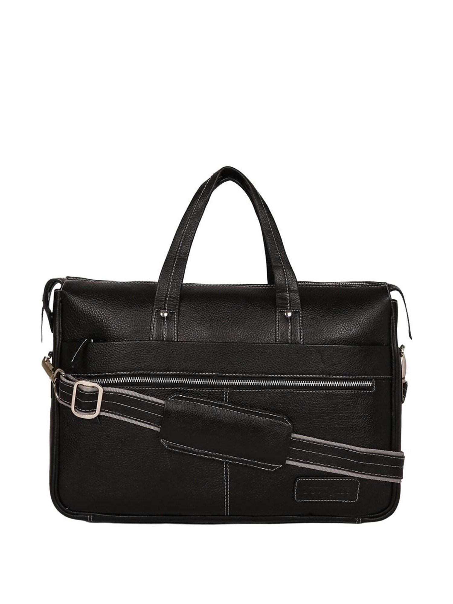 Tortoise Work Edition Basilio Black Leather Medium Laptop Messenger Bag