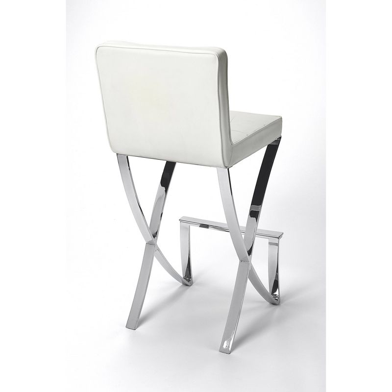 Darcy Chrome Plated Faux Leather Barstool White - Butler Specialty