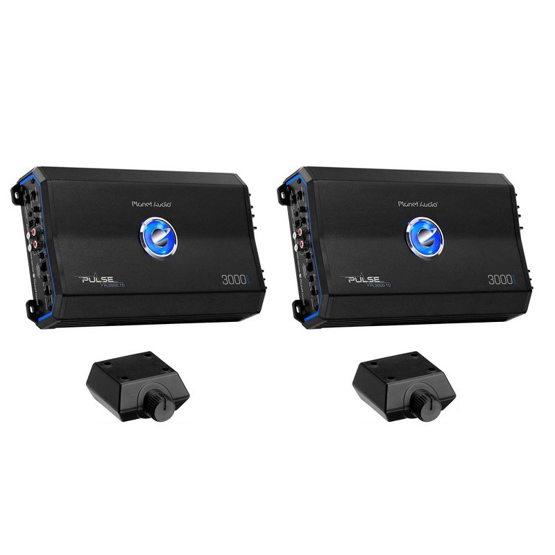Planet Audio Pulse 3000W 1 Ohm Monoblock Class D Amplifier + Remote (2 Pack)