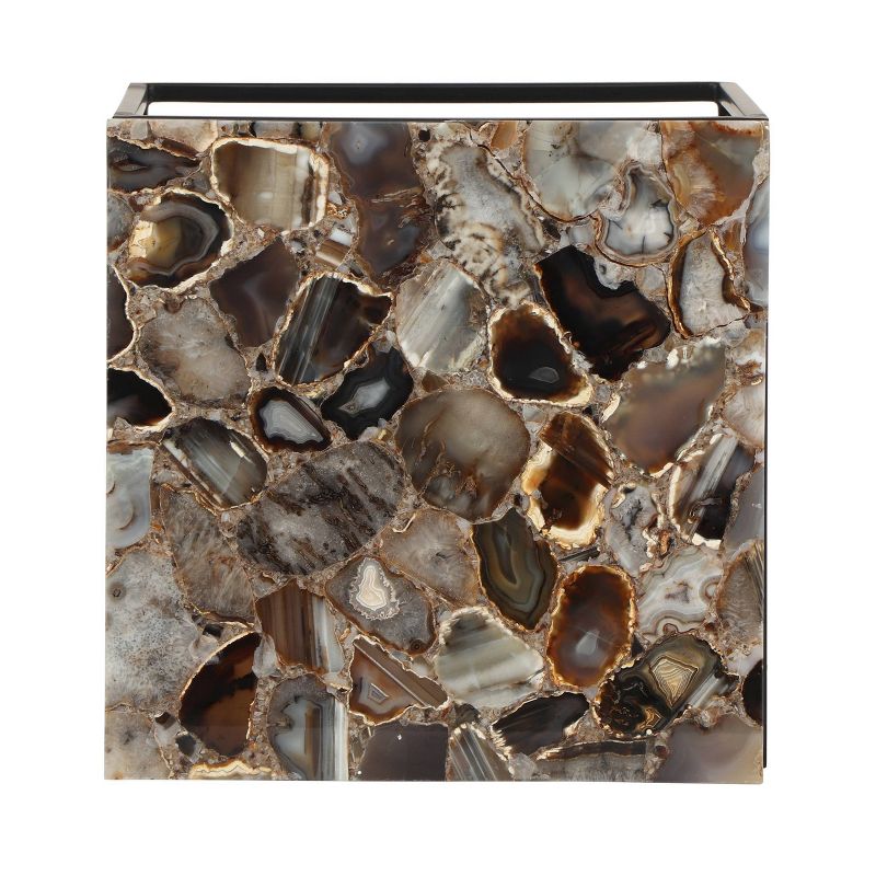 Hebble Boho Handcrafted Agate Marble Top Side Table Natural Agate/Black - Christopher Knight Home