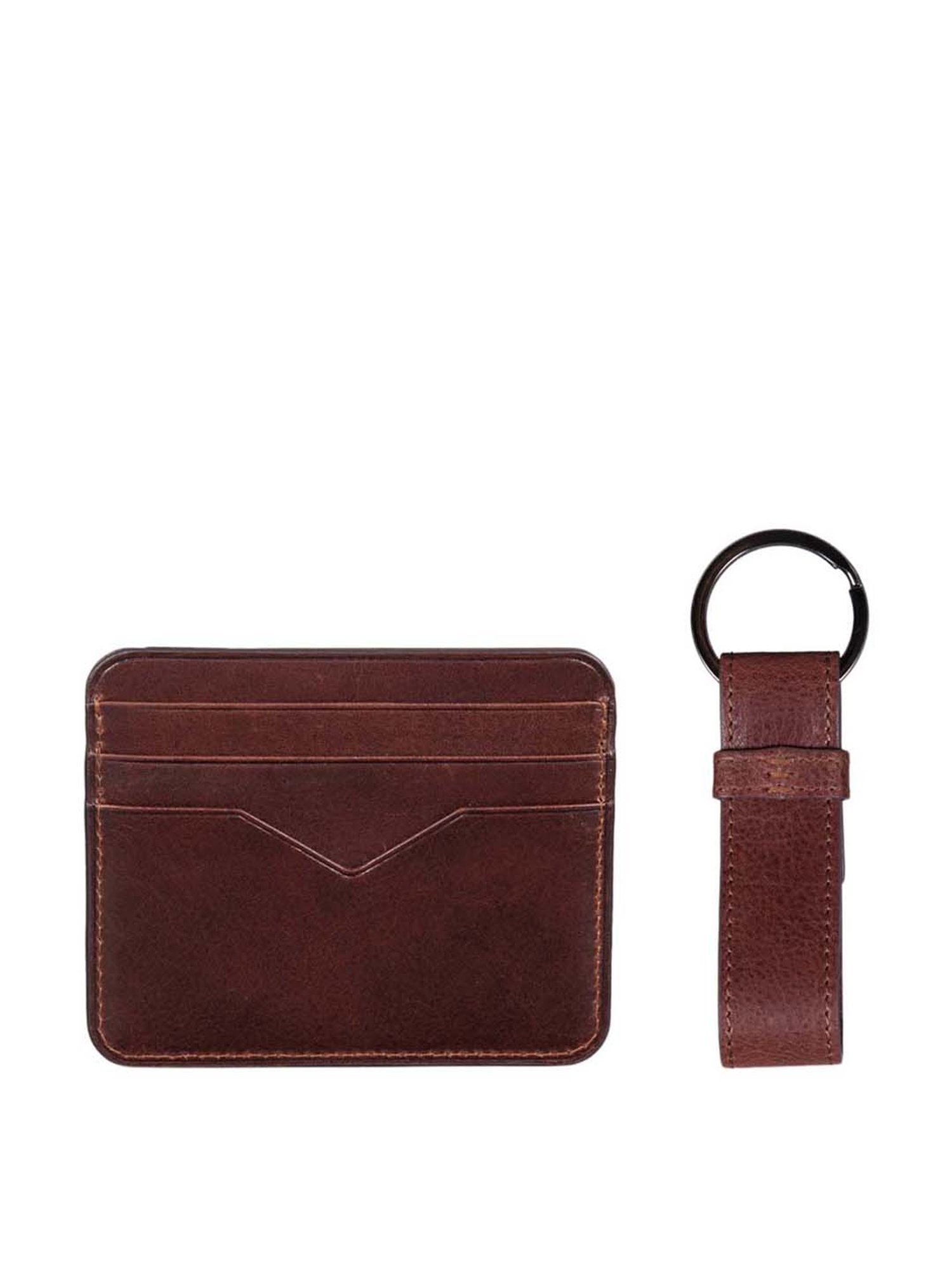 Mai Soli Brown Leather Keychain with Card Holder