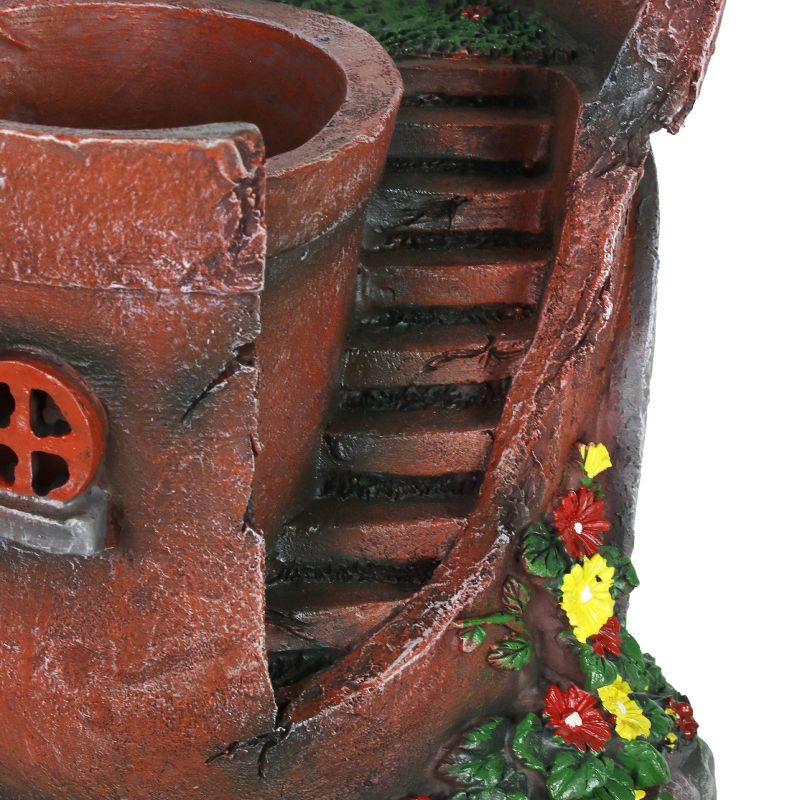 7.48" Resin Solar Fairy House Flower Pot - Exhart