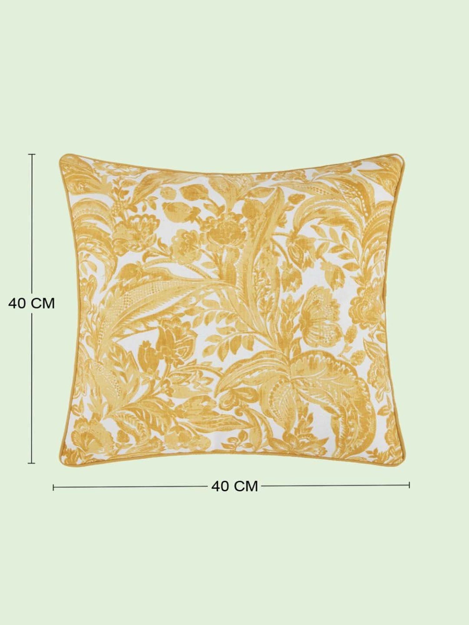 Living Scapes by Pantaloons Yellow Cotton Cushion Cover