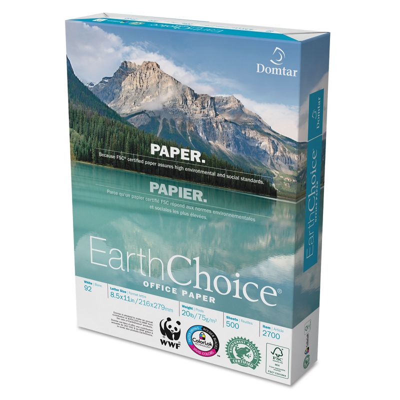 Domtar EarthChoice Office Paper 92 Brightness 20lb 8-1/2 x 11 White 5000/Carton 2700
