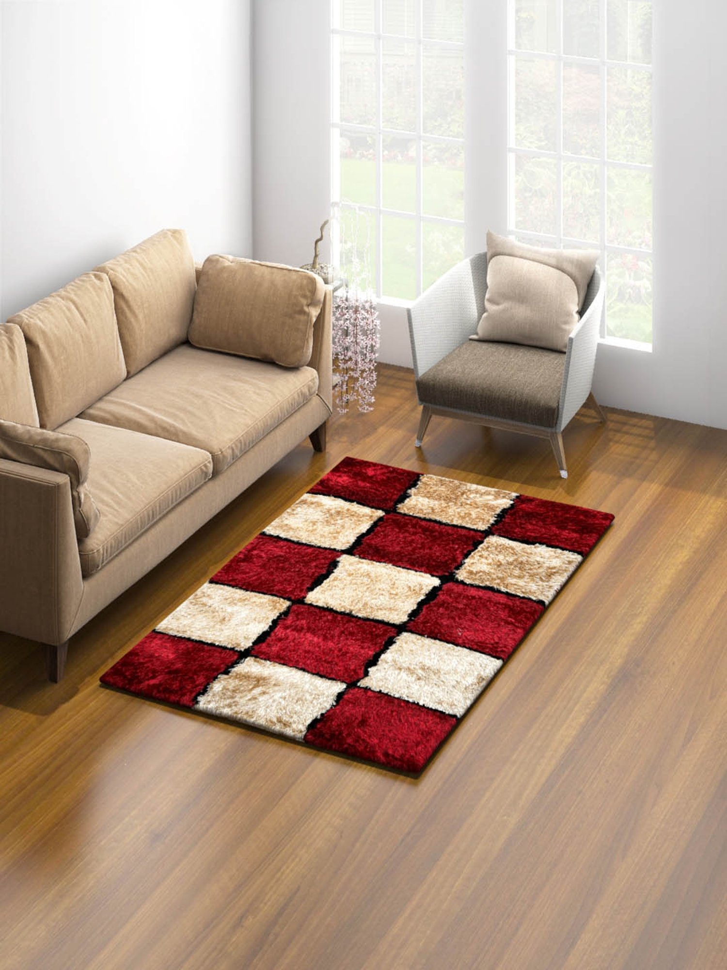 Romee Red & Beige Carpet - Set of 1