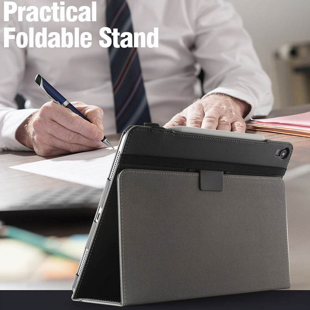 For iPad Pro 11 Inch 2018 Poetic SlimFolio "Slimfit" PU Leather Case Cover Black