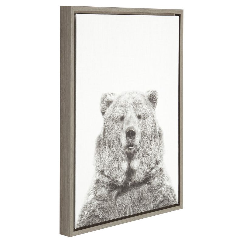 Bear Framed Canvas Art Gray (24"x18") - Uniek