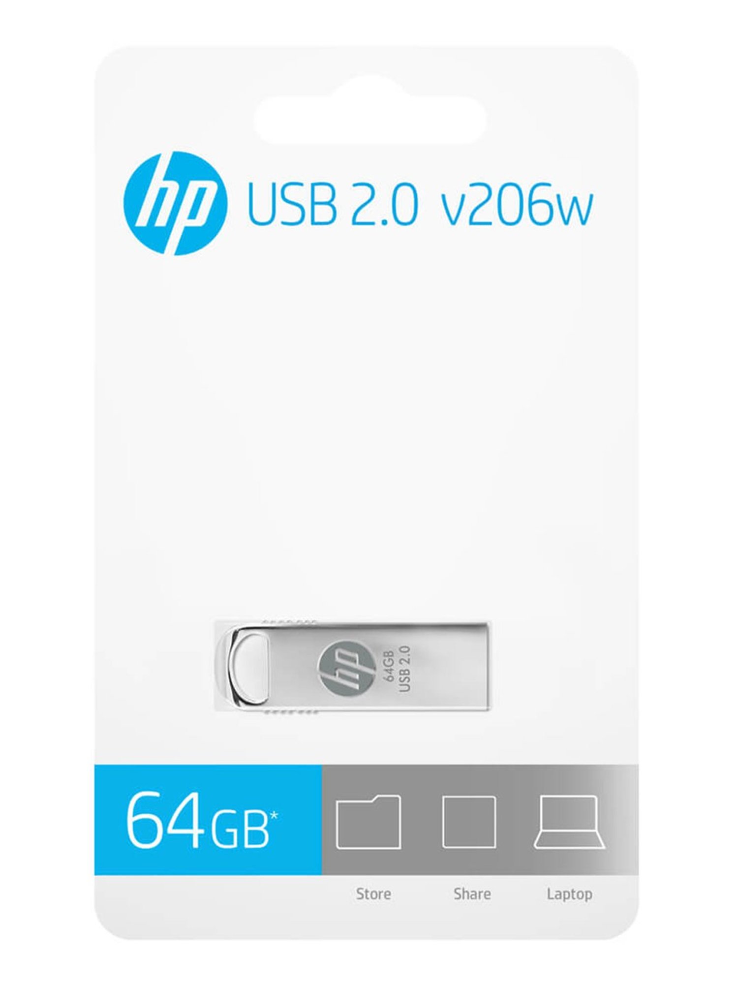 HP v206w 64GB USB 2.0 Pen Drive (Silver)