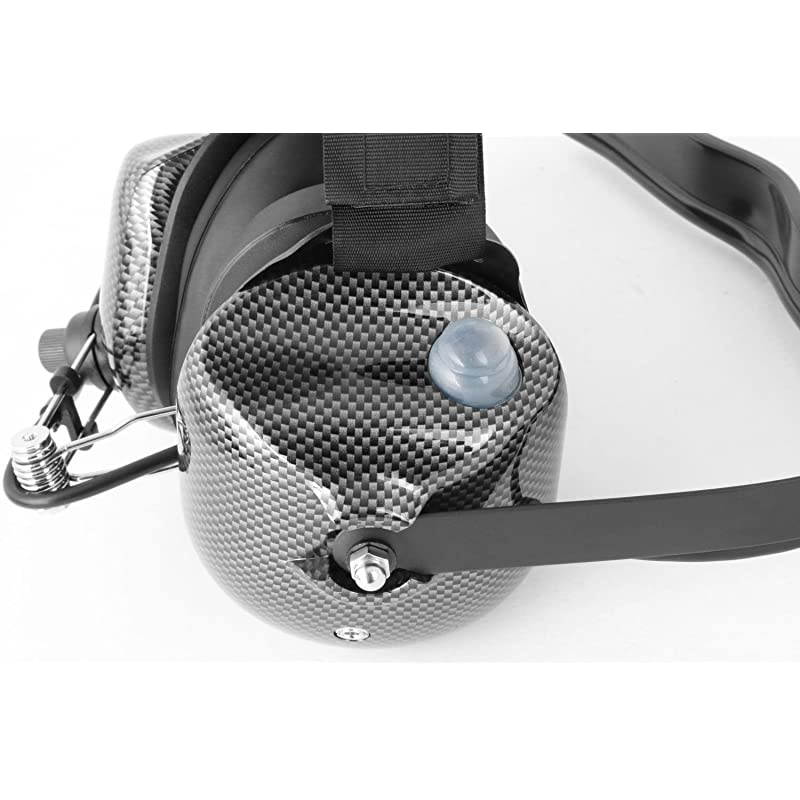 H41-CF Carbon Fiber Style Behind The Head Two Way Radio Headset with CC-MOT Coil Cord Cable for Motorola 2-Pin Radios