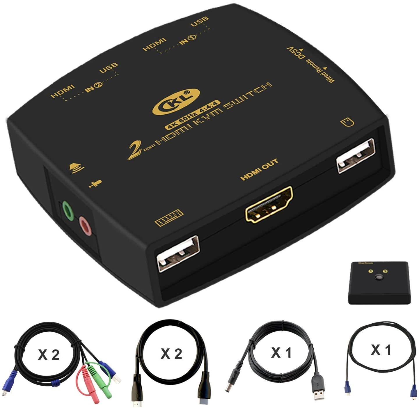 CKL HDMI KVM Switch 2 Port with Cables 4K@60Hz 4:4:4 321HD (CKL-321DH)