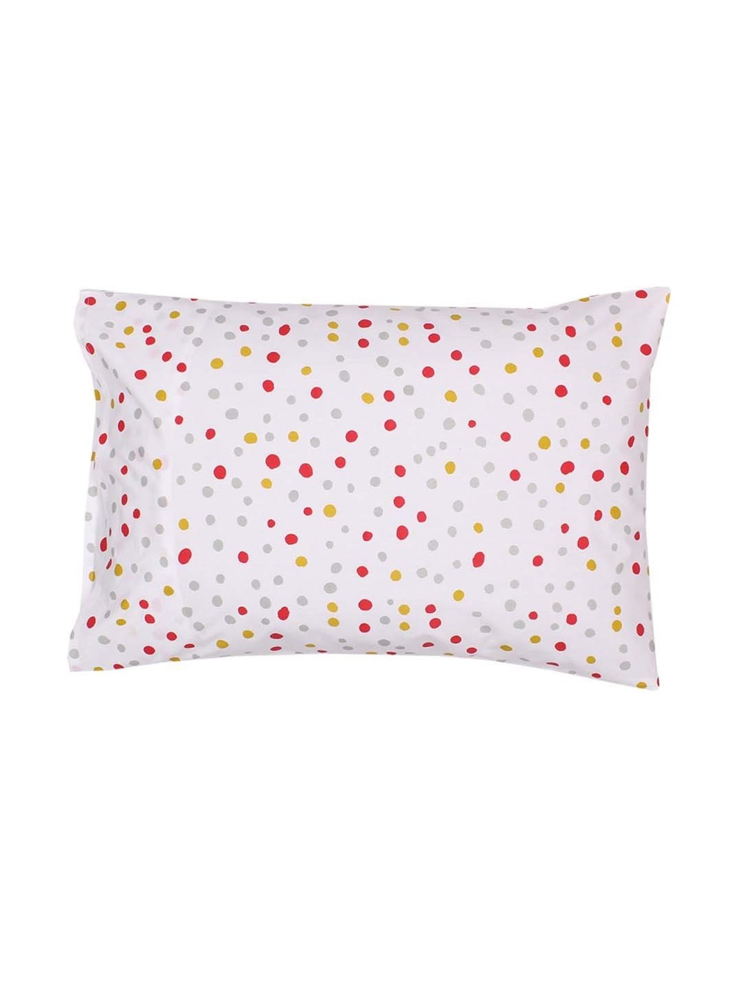 House This Nukt Dots Red Cotton Single Bed Sheet with Pillow Cover