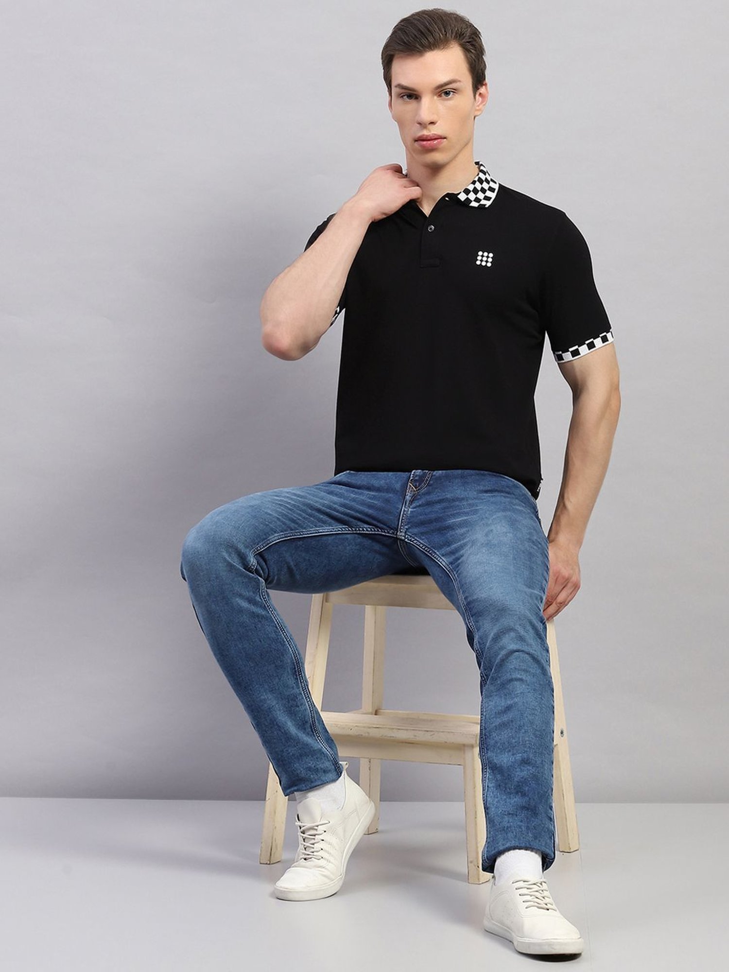 Rock.It Black Cotton Regular Fit Polo T-Shirt