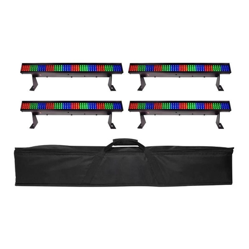 Chauvet Colorstrip Mini 19" DMX LED Stage Wash Bar Light, 4 Pack + Carry Case