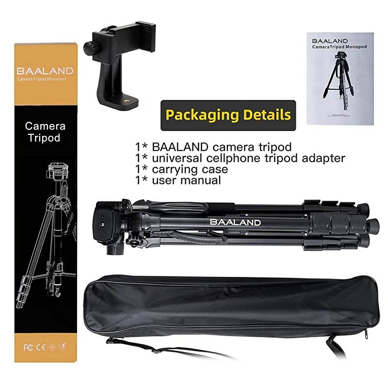 Tripod 70quot Lightweight Tripod with CellClip for iCamera Canon Nikon Aluminum Carrying Bag Included