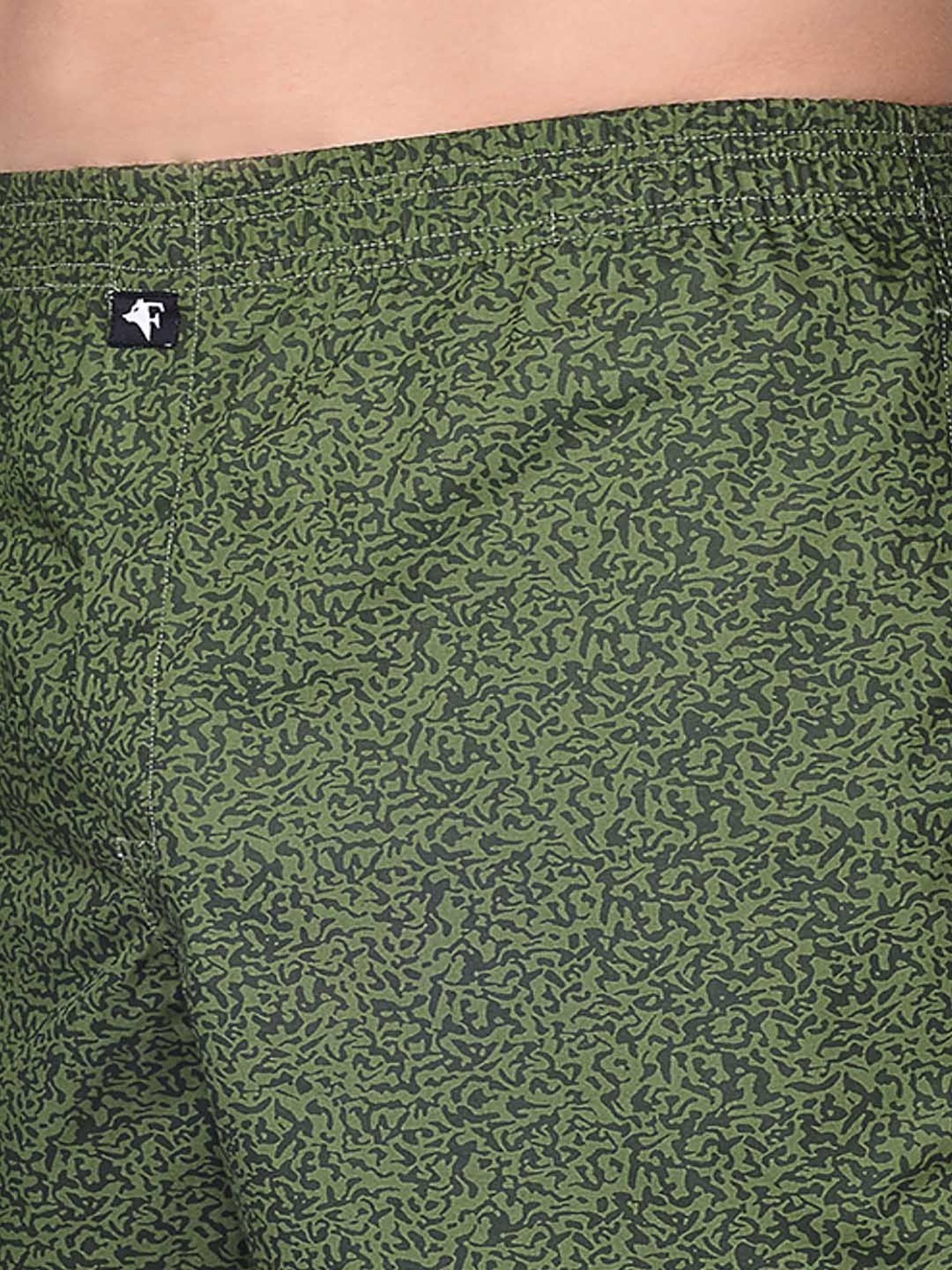 Frenchie Green Relaxed Fit Printed Boxers