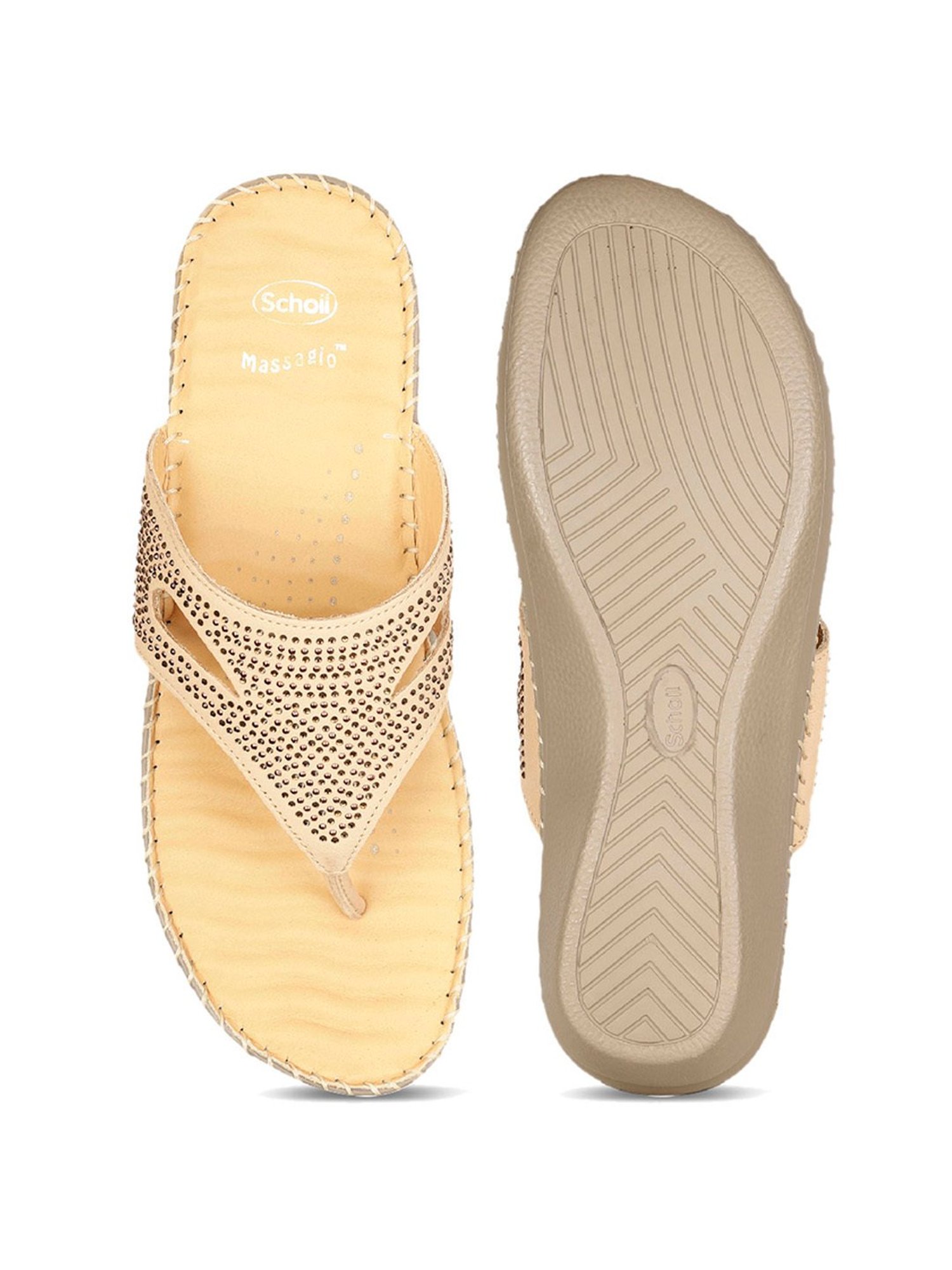 Scholl by Bata Women's Beige Thong Wedges