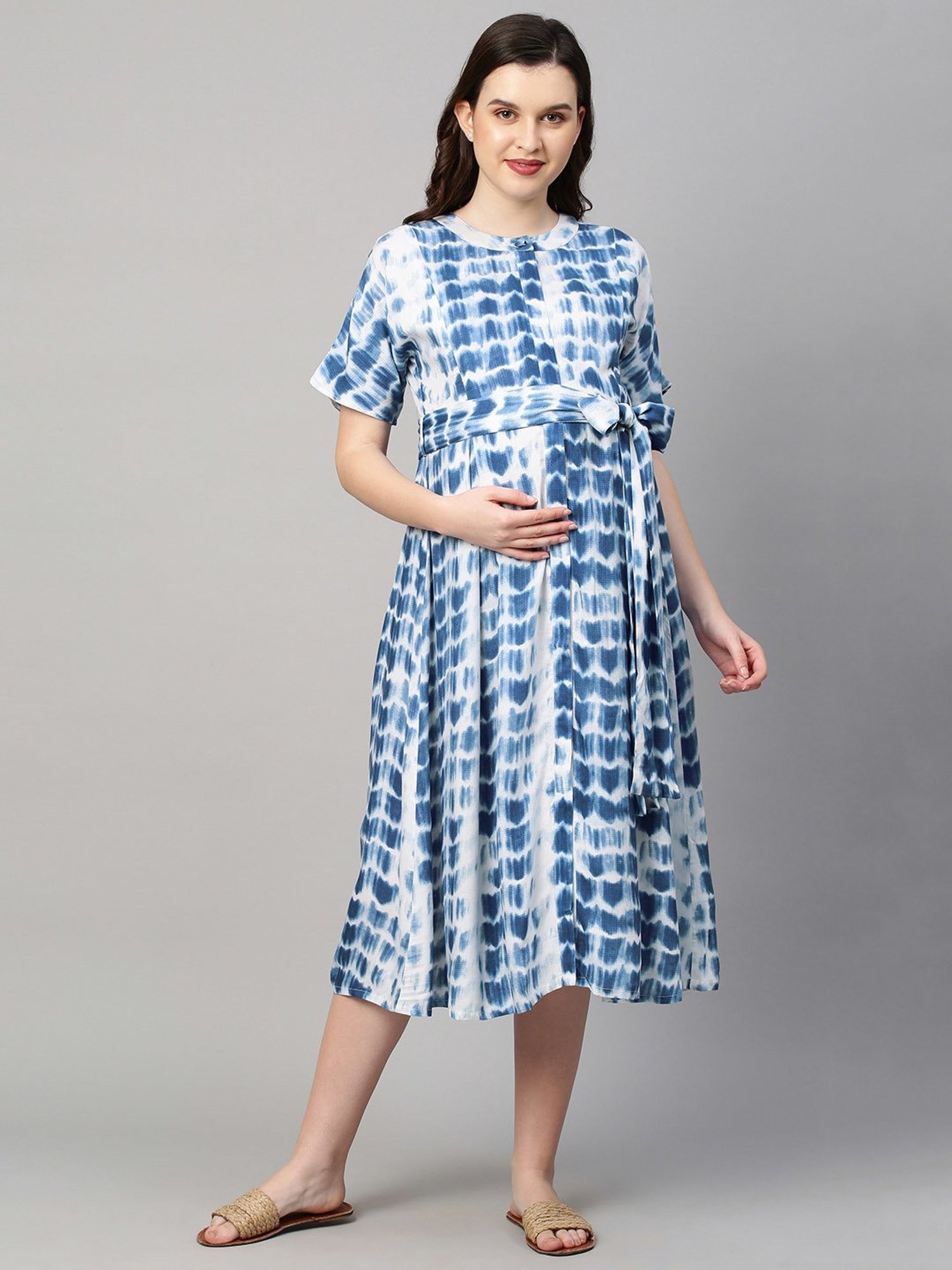 MomToBe Blue & White Maternity Dress