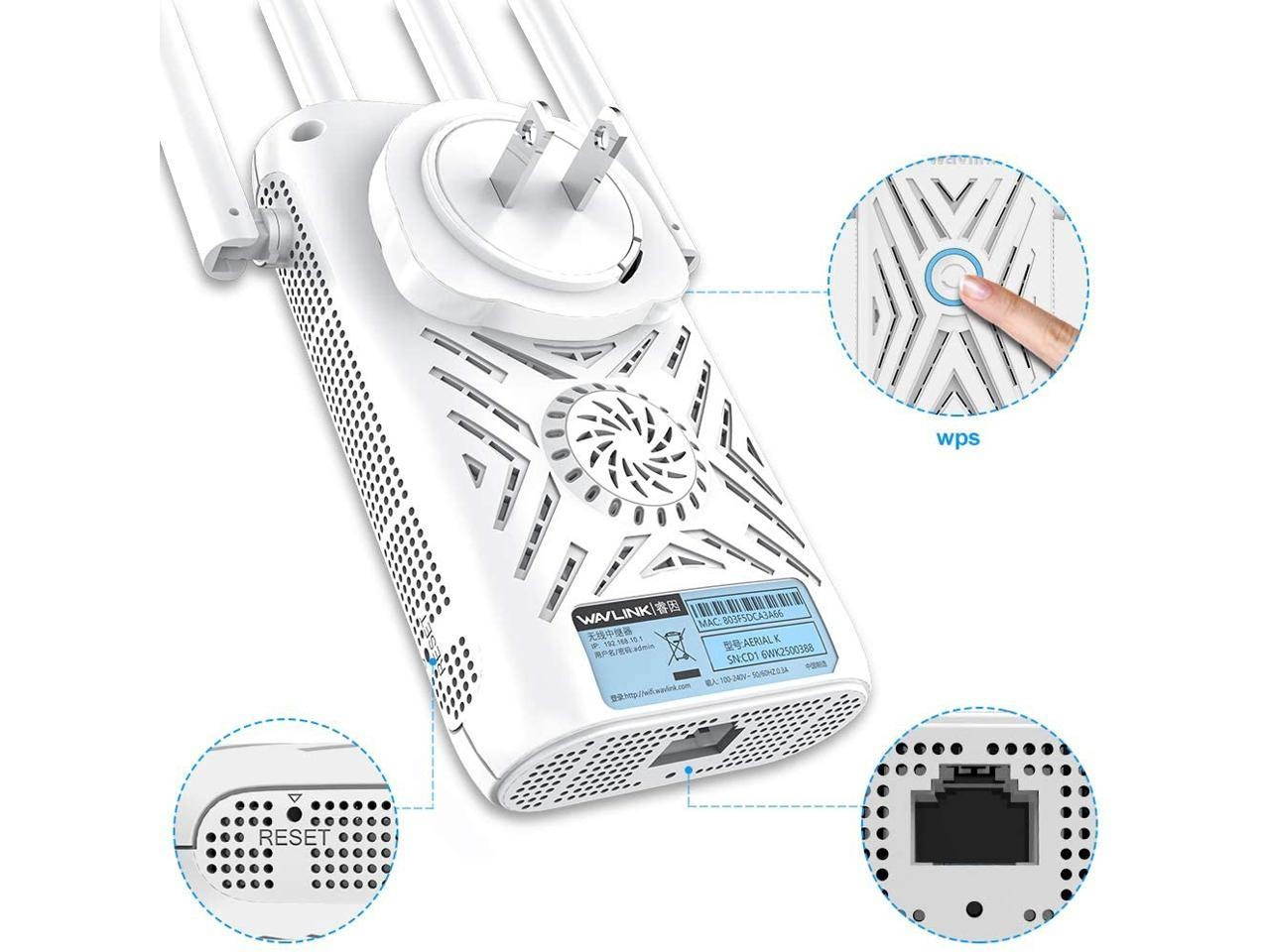 WiFi Extender, 1200Mbps WiFi Range Extender 2.4GHz and 5.8GHz Dual Band WiFi Booster and Signal Amplifier with 4 External Antennas,Wall Plug Design for Convenient Placement