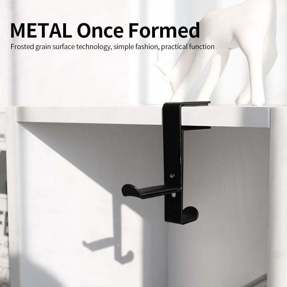 Clip-edge Type Headphone Holder Bracket Hanger Metal Wall Clamp Hook Adjustable Earphone Stand Desktop Mount White