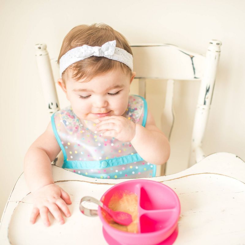 green sprouts Snap & Go Wipe-Off Bibs Cupcakes 9-18 Months Pink - 3pk