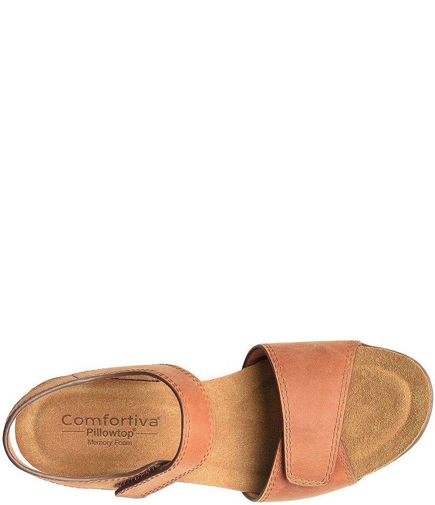 Comfortiva Abria Adjustable Leather Wedge Sandals