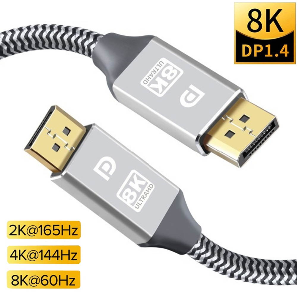 8K DisplayPort Cable, 6.6ft/2M DP 1.4 Cable (8K @60Hz,4K @144Hz,2K @165Hz) Gold-Plated Ultra High Speed DisplayPort to DisplayPort Cable Lead Support Resolution HDR for Laptop PC TV Gaming Monitor