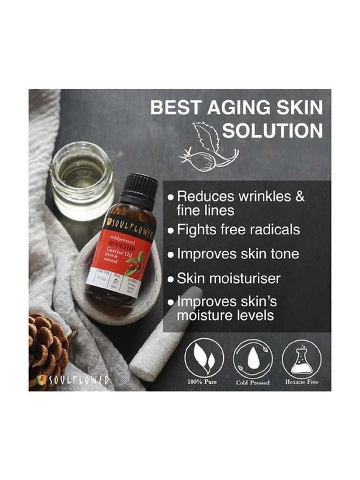 Soulflower Coldpressed Rosehip Carrier Oil - 30 ml