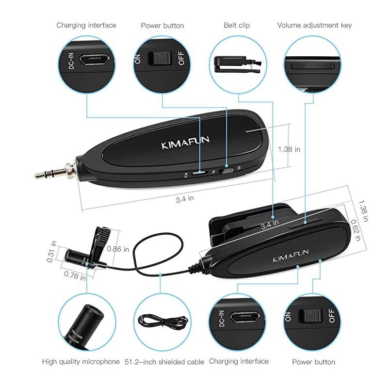 Wireless Microphone System 24G Wireless Lavalier Microphone with Lavalier Lapel MicsWireless Transmitter amp Receiver for ComputerSpeakerPhoneCameraTeaching and Public SpeakingG130