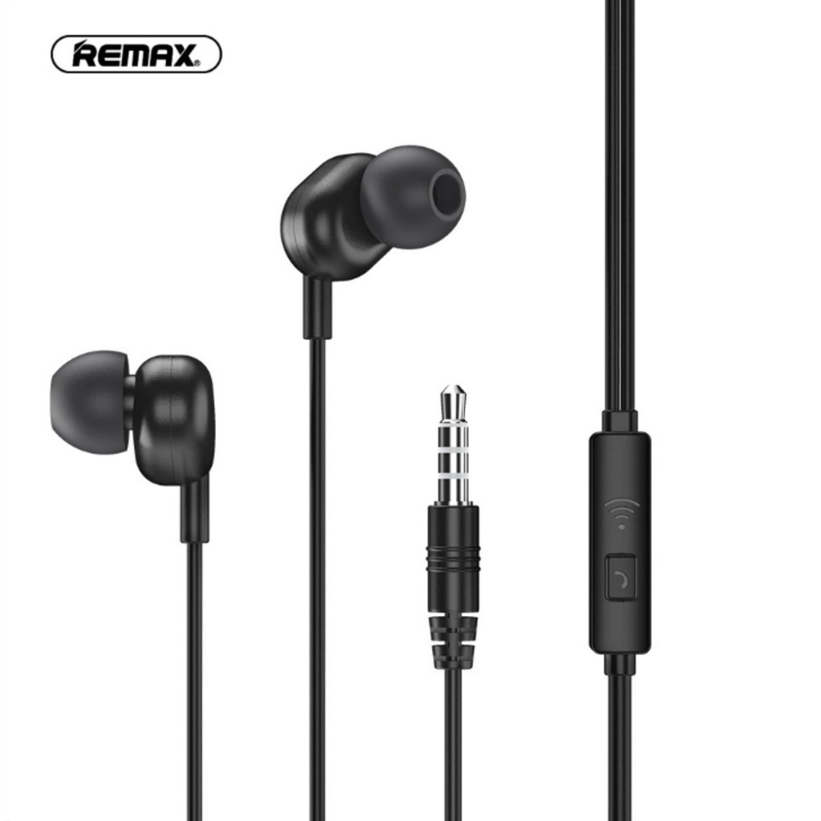 Remax RW-105 In-Ear Clear Sound Wired Earphone Stereo Earbuds with Microphone for Phone Call Music Headphone with 3.5mm Plug Compatible with Phones Tablets Computers