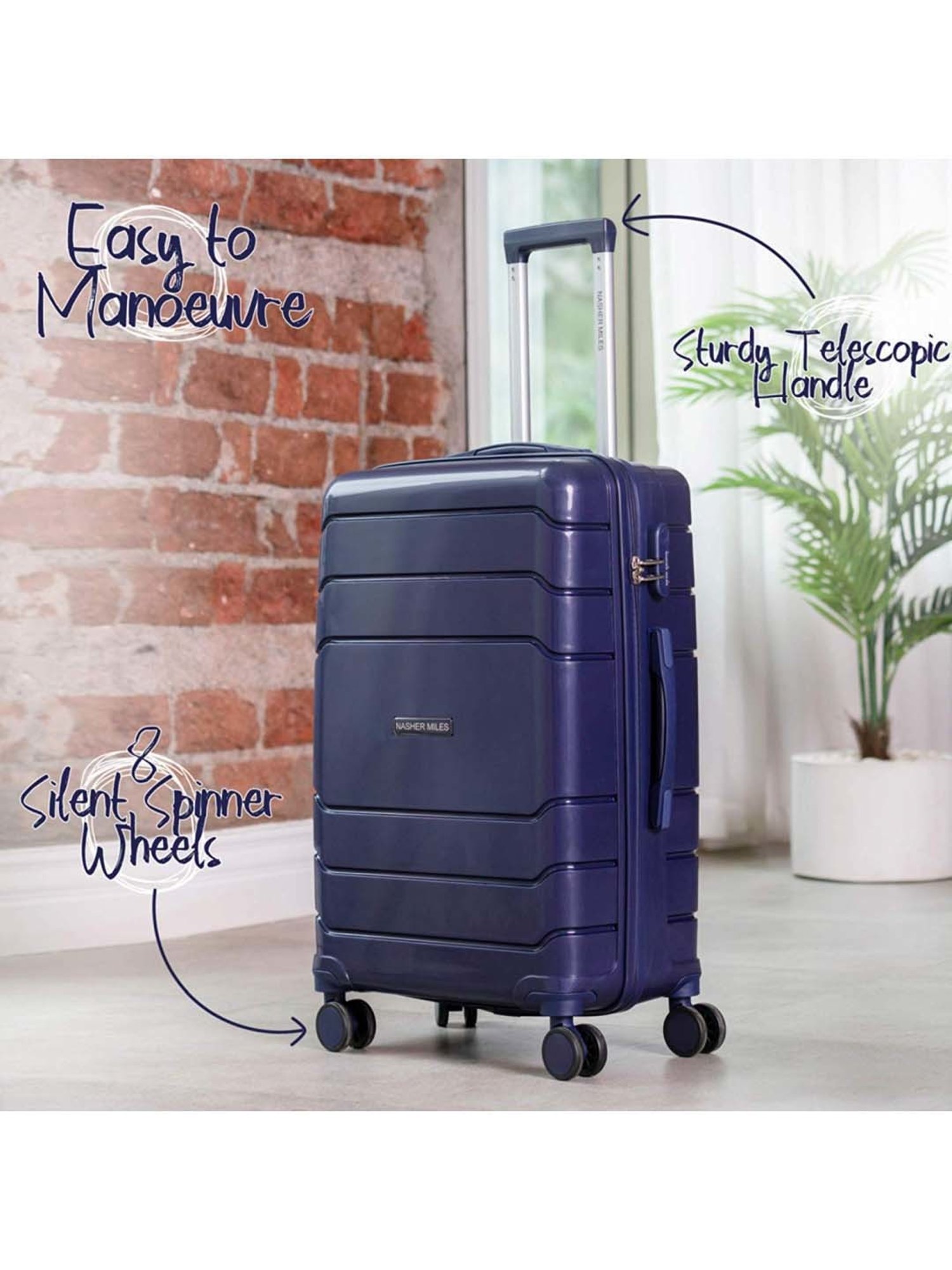 Nasher Miles Lisbon Polypropylene 65 cms Dark Blue Hardsided Check-in Trolley Bag