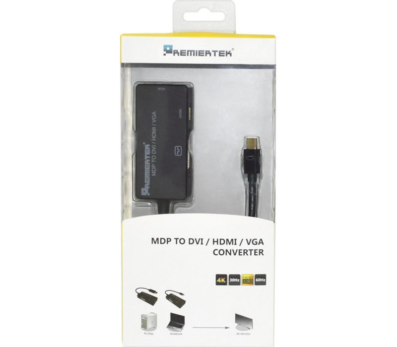 Premiertek Mini DisplayPort MDP 1.2 to DVI/HDMI/VGA Converter Adapter