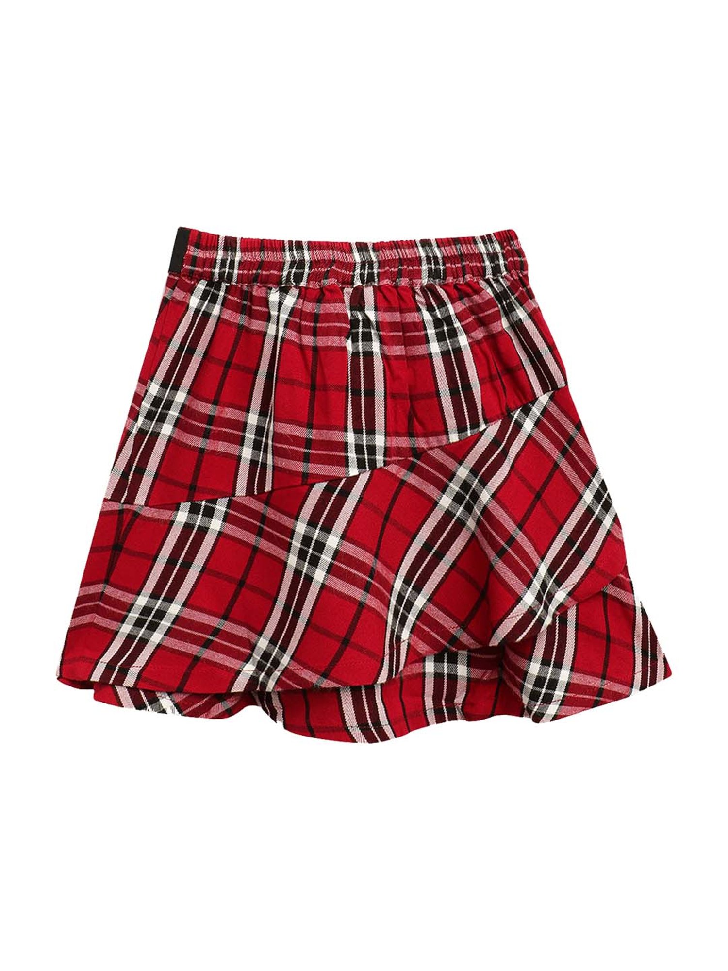 Elle Kids Red Cotton Plaid Pattern Skirt