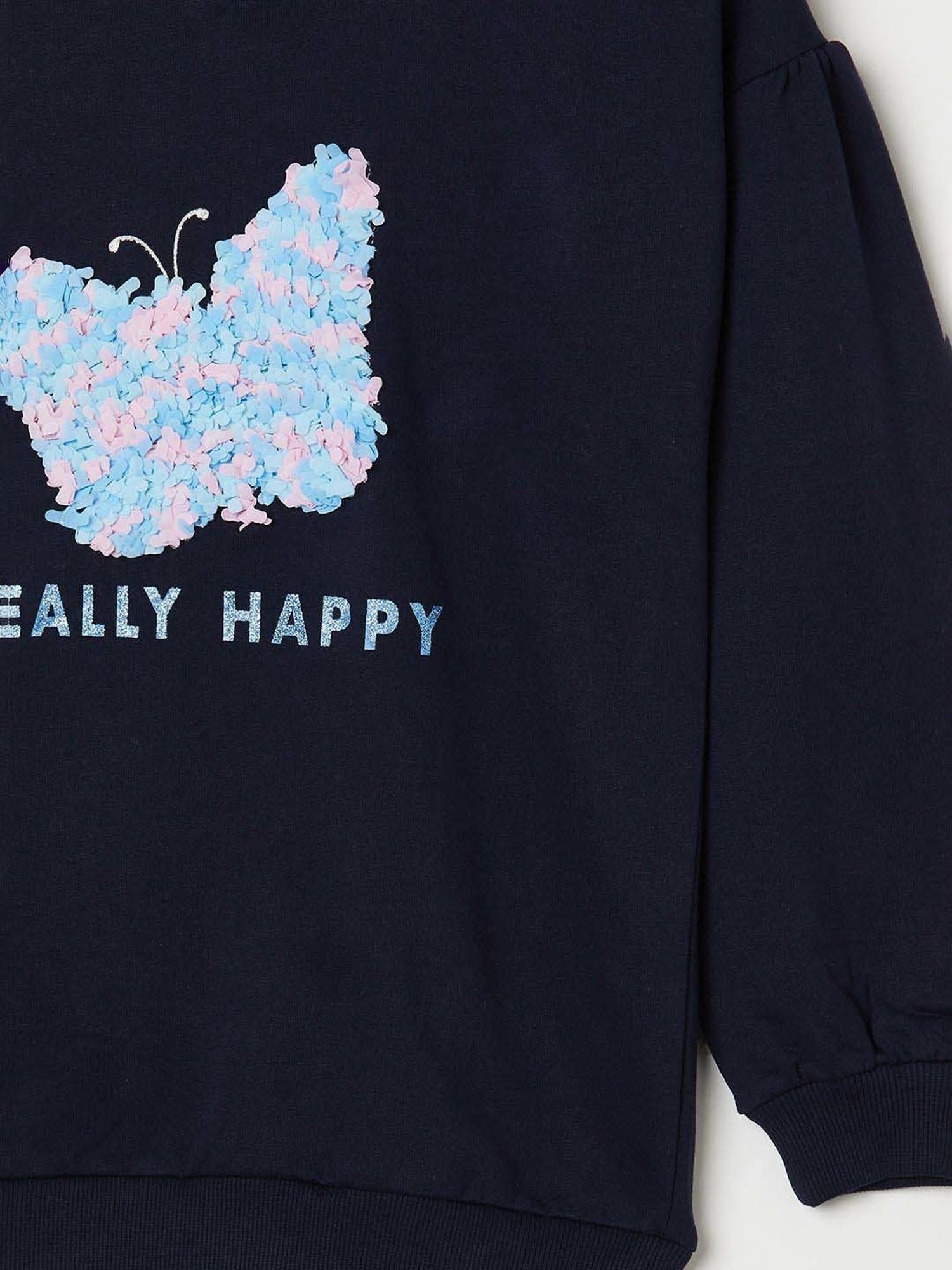 Juniors by Lifestyle Kids Navy Cotton Printed Full Sleeves Sweatshirt