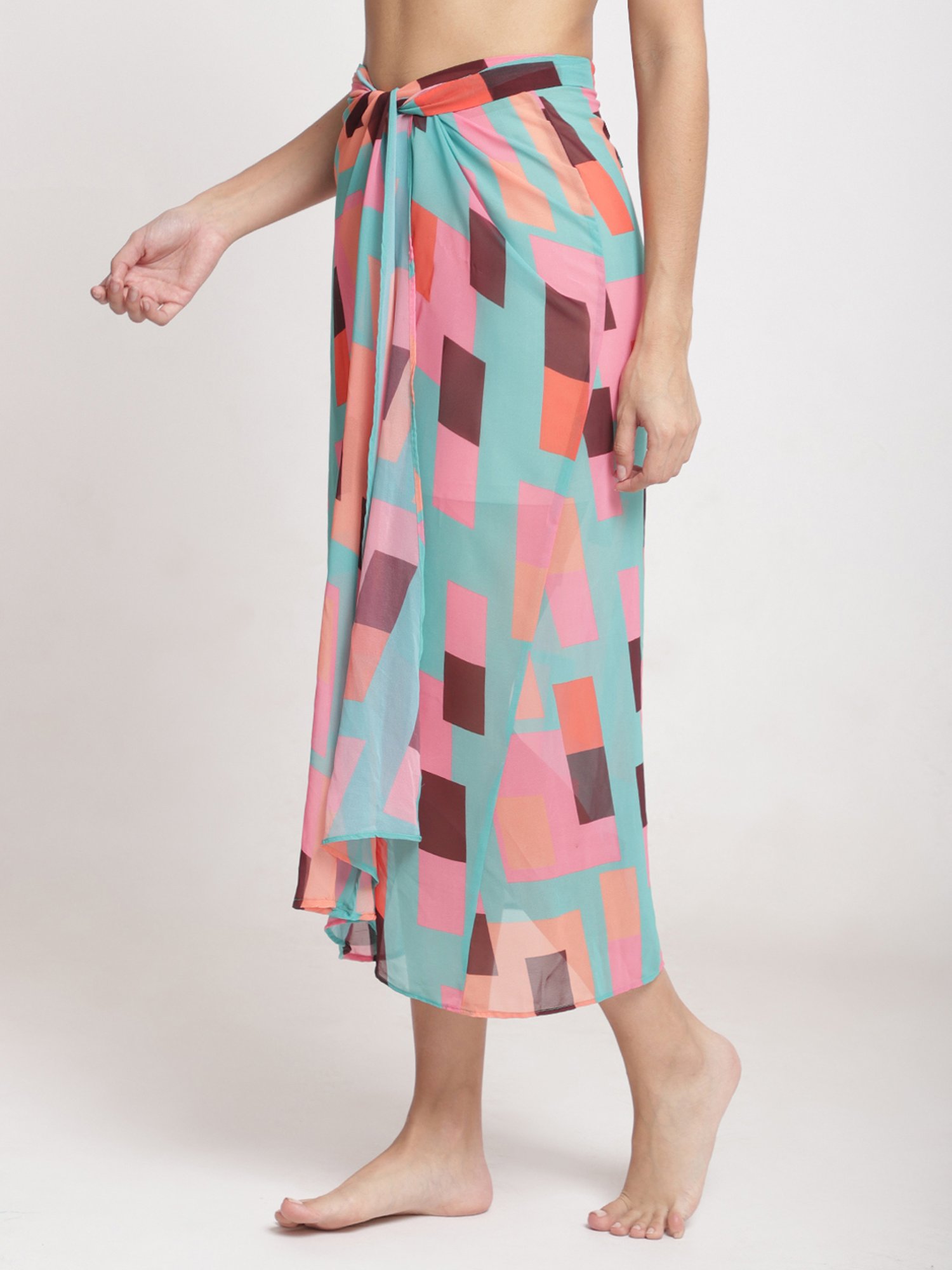 Erotissch Blue Printed Beachwear Cover-Up Skirt