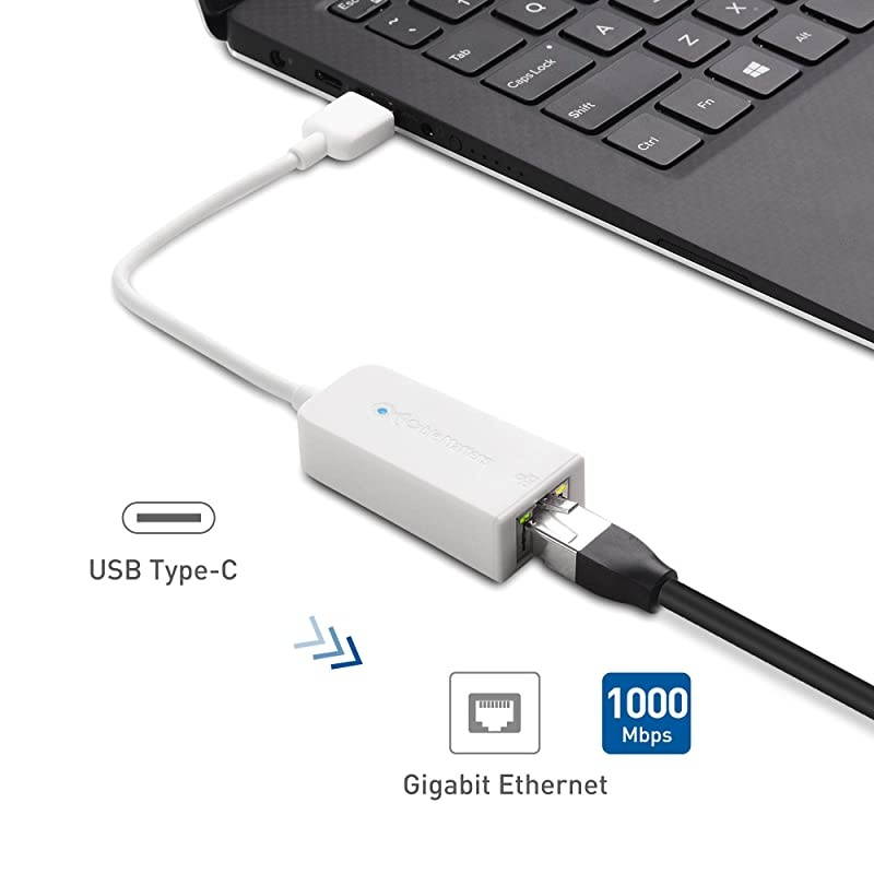 USB C to Ethernet Adapter USB C to Gigabit Ethernet Adapter in White USBC and Thunderbolt 3 Port Compatible with MacBook Pro Dell XPS 13 15 HP Spectre x360 Surface Pro and More