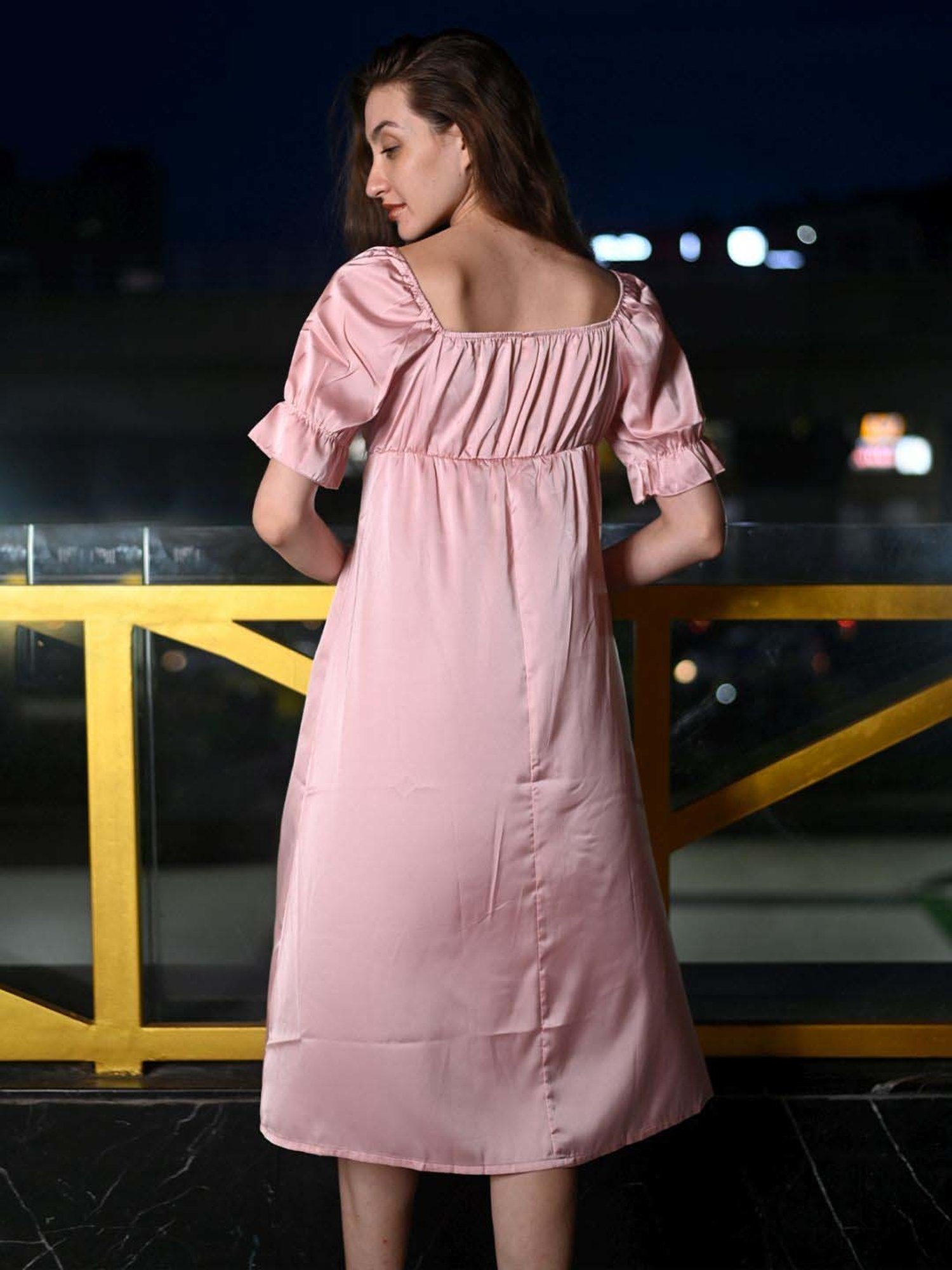 Odette Pink Lace Work Night Dress