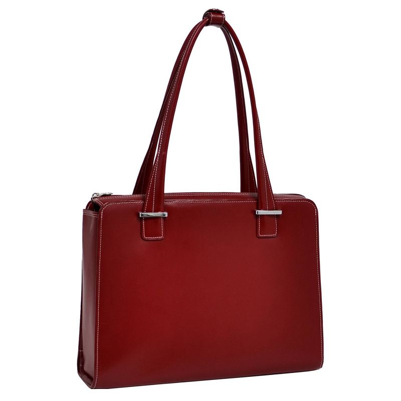 McKlein Verona 15" Leather Fly-Through Checkpoint-Friendly Ladies' Laptop Handbag - Red