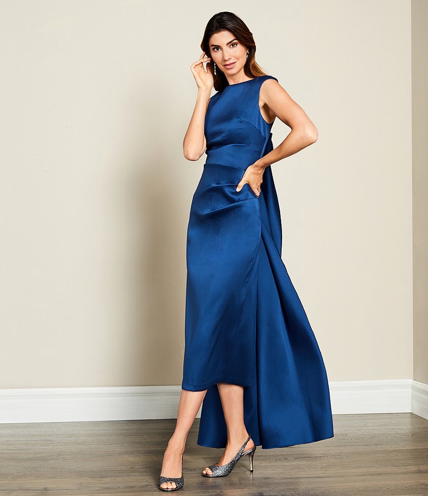 Aidan Mattox Stretch Mikado V-Bow Back Gown