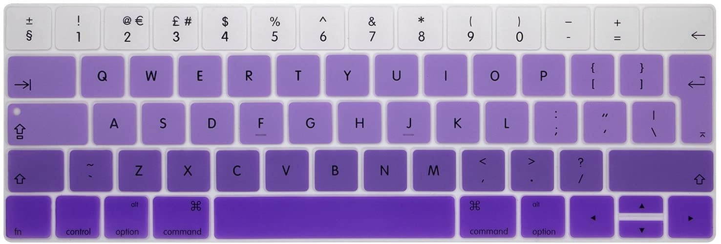 HRH Touch Bar Silicone Keyboard Cover Compatible Newest MacBook Pro with Touch Bar 13 Inch and 15 Inch (A1989 / A1706, A1990 / A1707) 2018 2016 2017 Release with Touch ID European Version,Ombre Purple