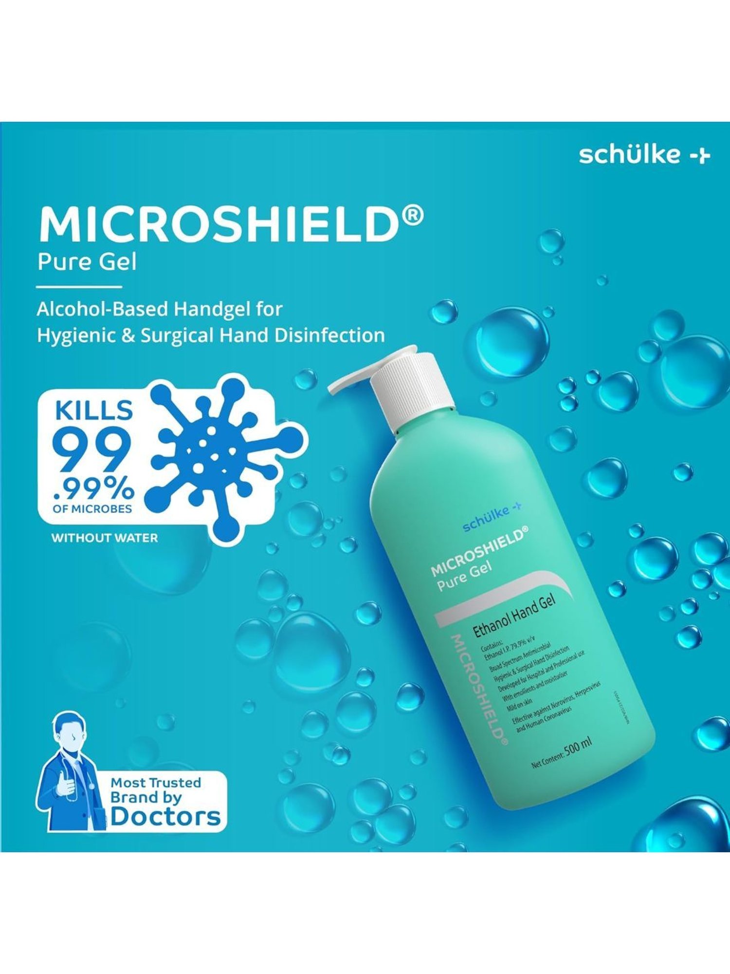 Microshield Pure Gel with 99.99 Percent Effective Against Germs 500ml (Green)