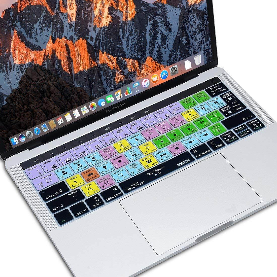 XSKN Final Cut Pro X 10 Keyboard Cover Skin for Touch Bar Models MacBook Pro 13 (A1706) and MacBook Pro 15 (A1707), Shortcut Design Silicone Keyboard Protector