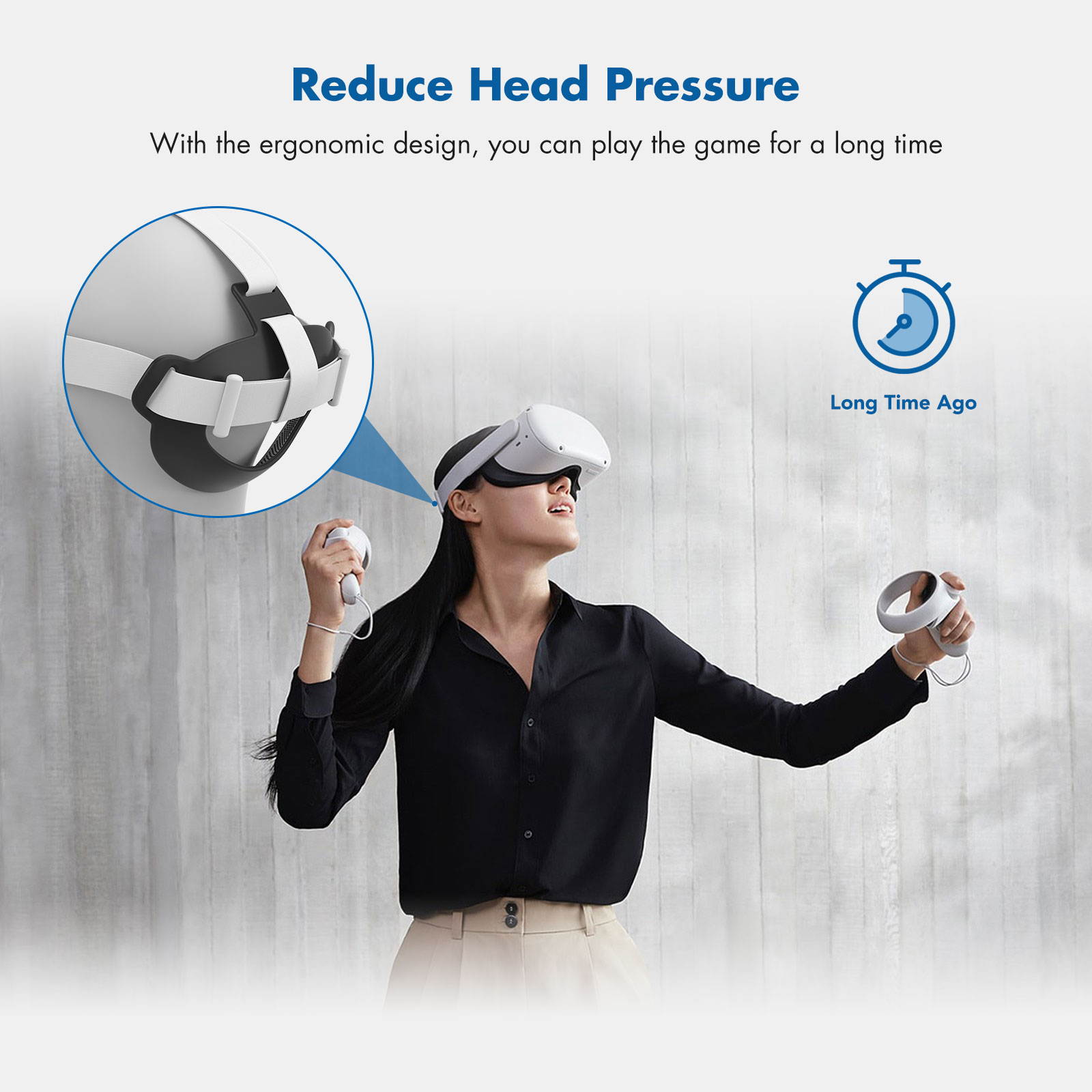 KIWI design Headset Strap Pad For Oculus Quest 2 VR Headset Reduce Head Pressure Accessories (Black)