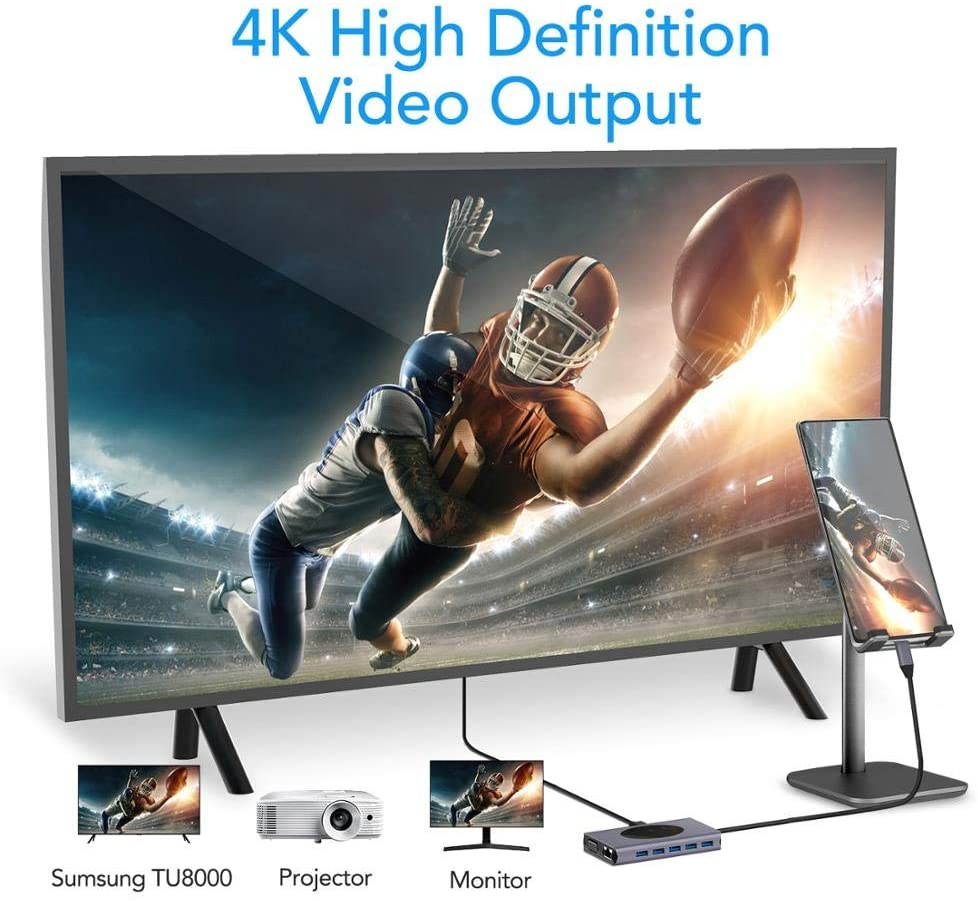 14 in 1 USB C Hub Laptop Docking Station Multi Function PD VGA HDMI Adapter 5 USBC 3.0 Hub Wireless Charge TF SD Reader Ethernet