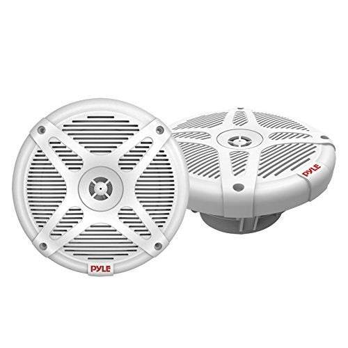 6.5 inch bluetooth marine speakers  2way ipx4 waterproof and weather resistant outdoor audio dual stereo sound system with 600 watt power and low profile design  1 pair  pyle plmr652w white