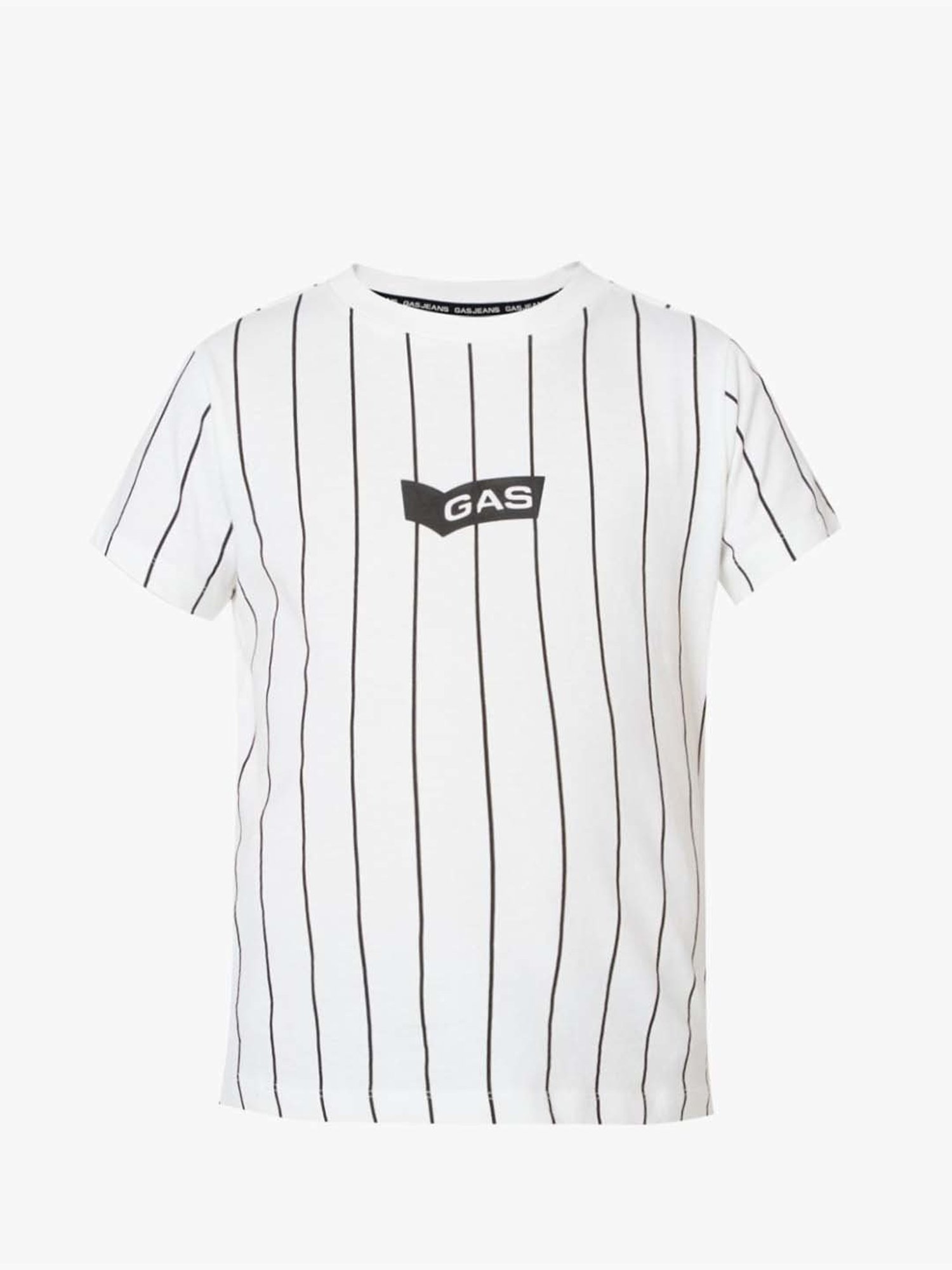 Gas Kids White Cotton Striped T-Shirt