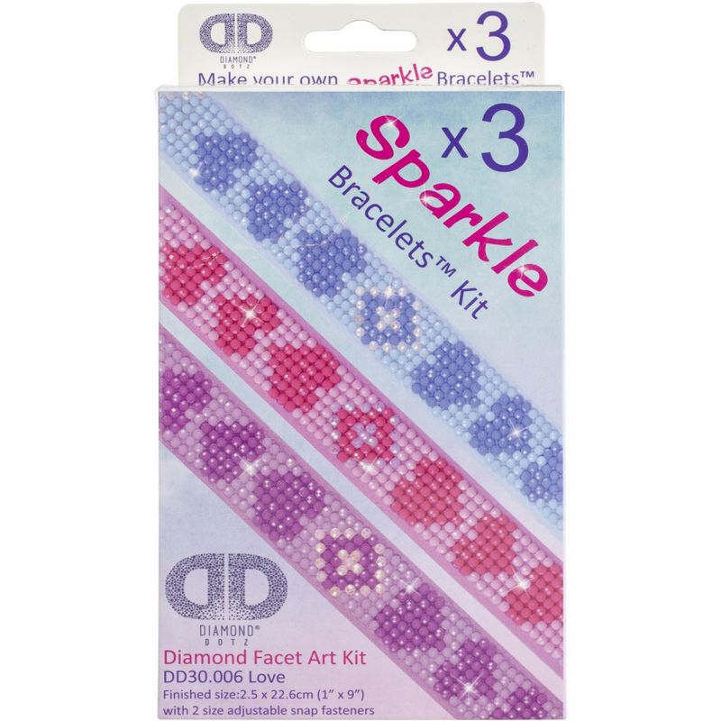 Diamond Dotz Diamond Bracelets Facet Art Kit 1"X9"-Assorted Love 3/Pkg